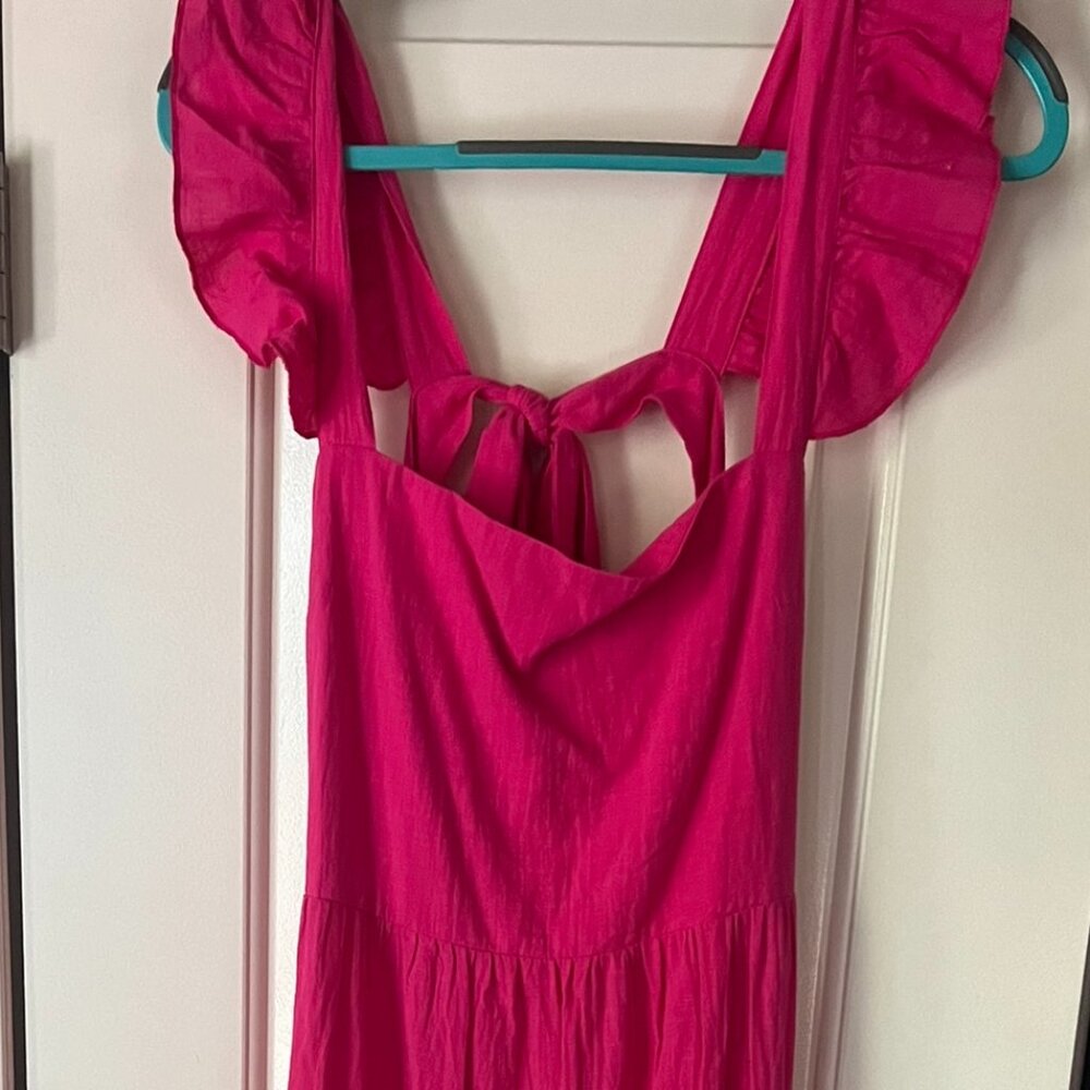 NWT SNDYS Everything X Revolve Peaches Linen Pink Sundress Sz XL - Picture 2 of 7